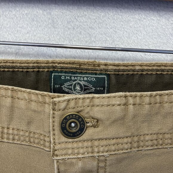 GH Bass & Co Canvas Workwear Pants Mens 36x32 Utility Straight Leg Tan Khaki - Picture 4 of 16